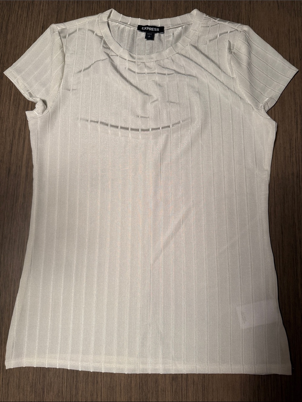 Express White Ribbed Short Sleeve Tee